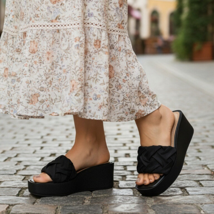 Papuci cu platforma A22-131negru [5]