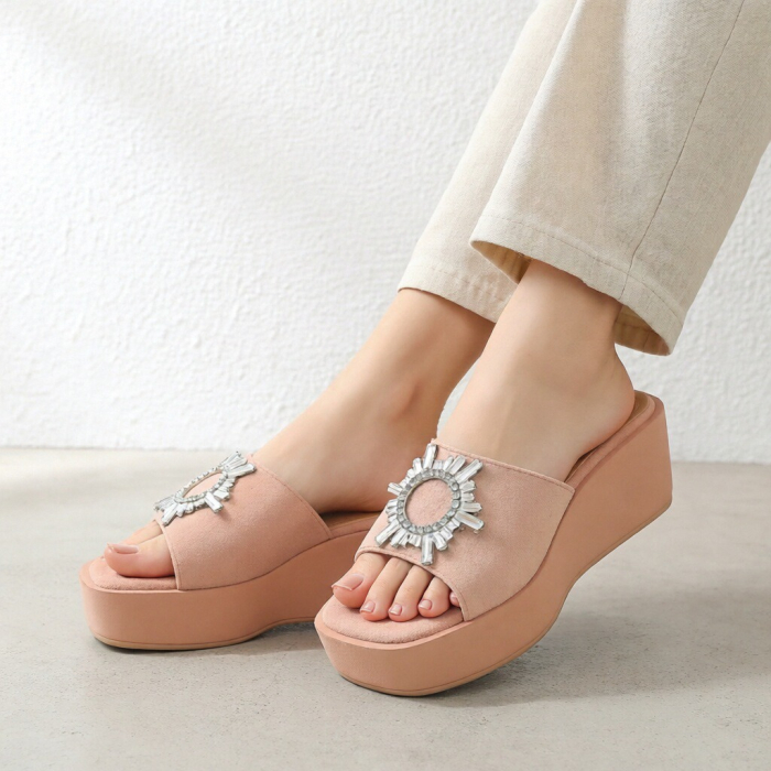 Papuci cu platforma A22-137roz [3]