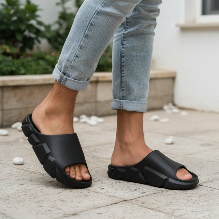 Papuci cu platforma E02negru [4]