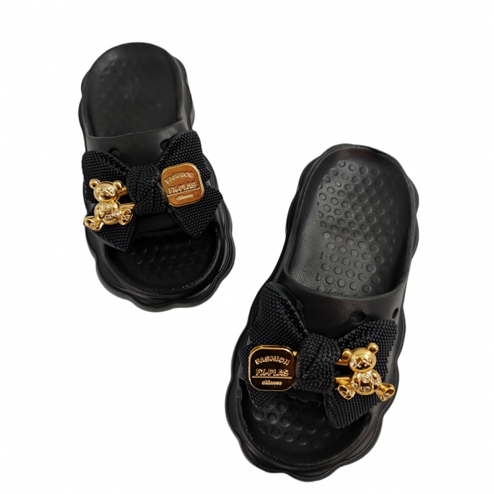 Papuci cu platforma si aplicatii decorative H09-1negru [4]