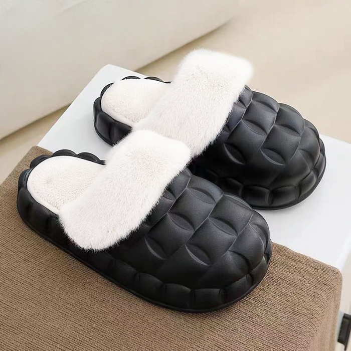 Papuci de casa cu blanita detasabila WP-157negru [5]