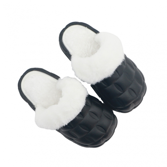Papuci de casa cu blanita detasabila WP-157negru [3]