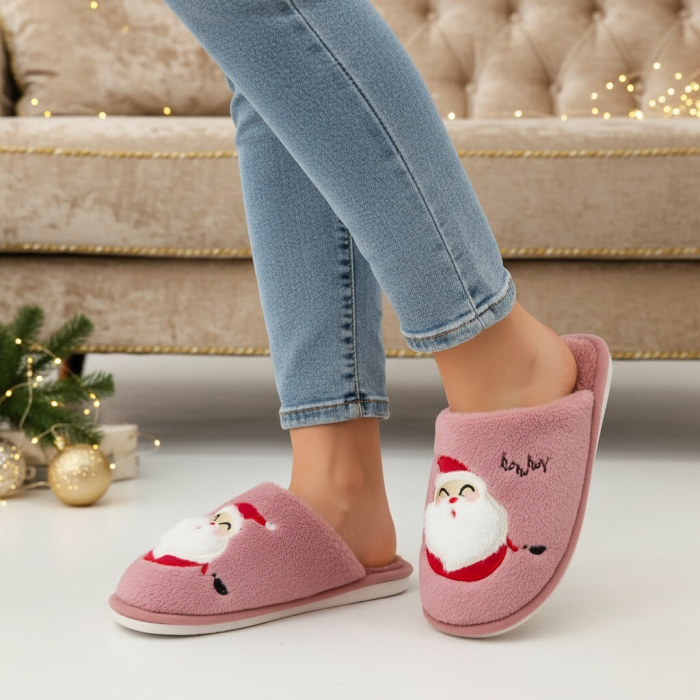 Papuci de casa cu motive Craciun L690roz [6]