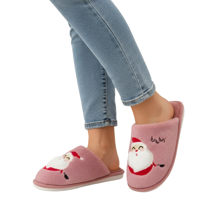 Papuci de casa cu motive Craciun L690roz [1]