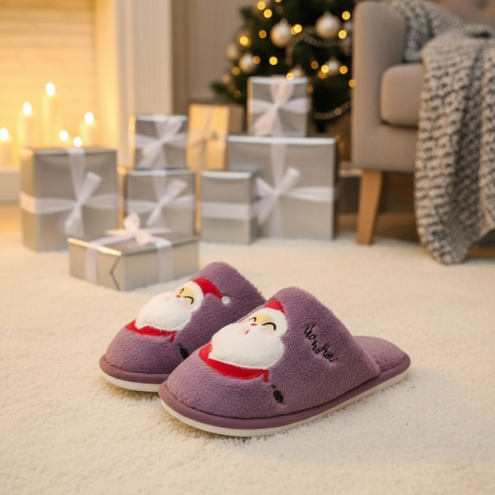 Papuci de casa cu motive Craciun L690mov [8]