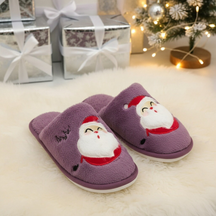 Papuci de casa cu motive Craciun L690mov [4]