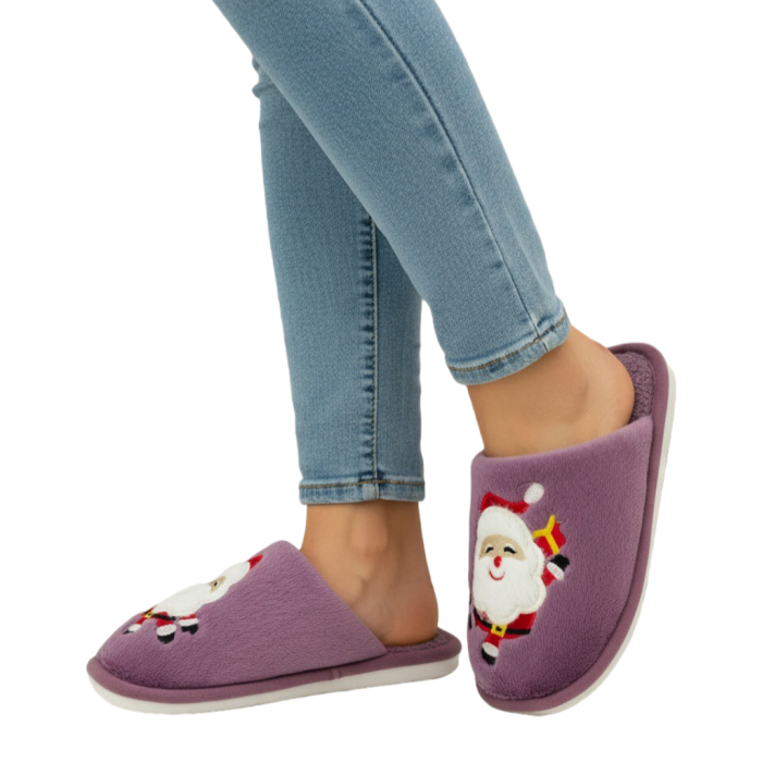 Papuci de casa cu motive Craciun L765mov [8]