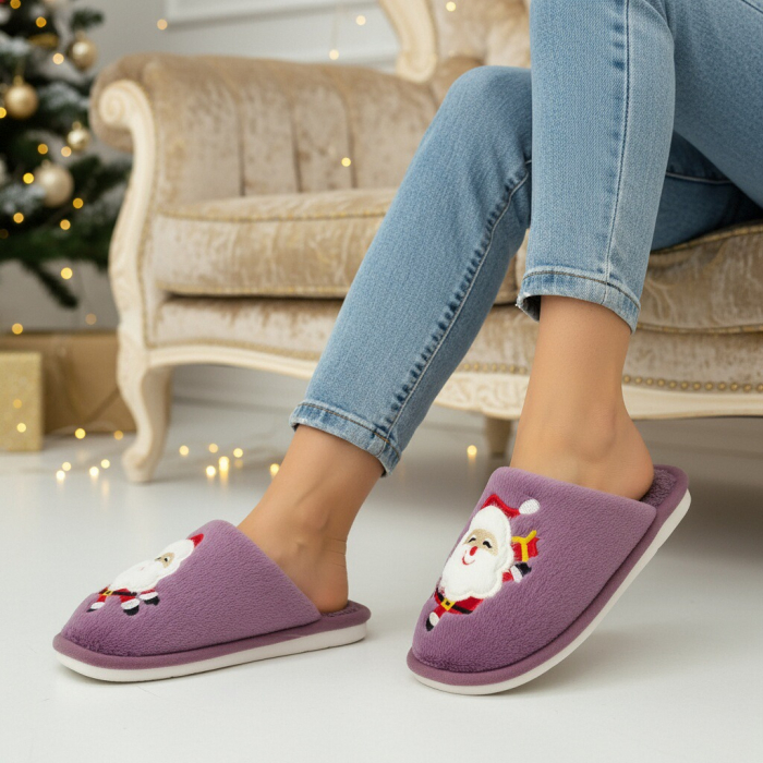 Papuci de casa cu motive Craciun L765mov [1]