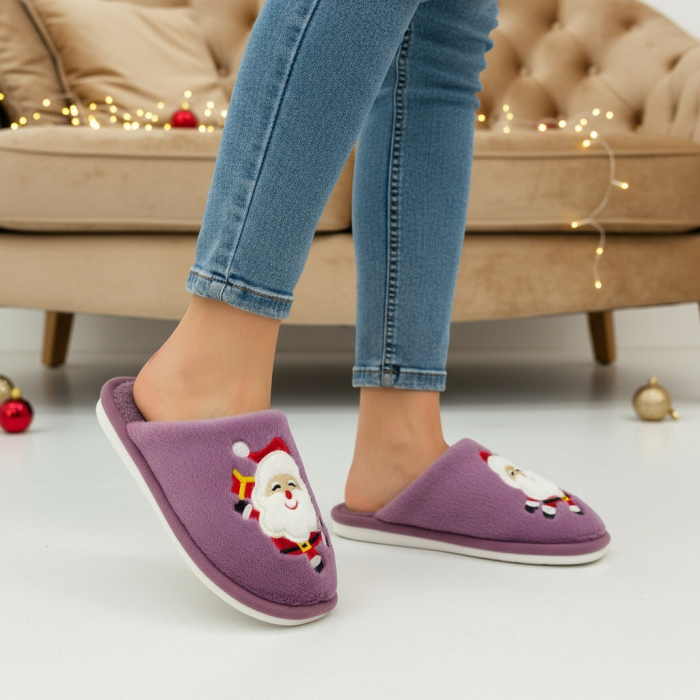 Papuci de casa cu motive Craciun L765mov [6]