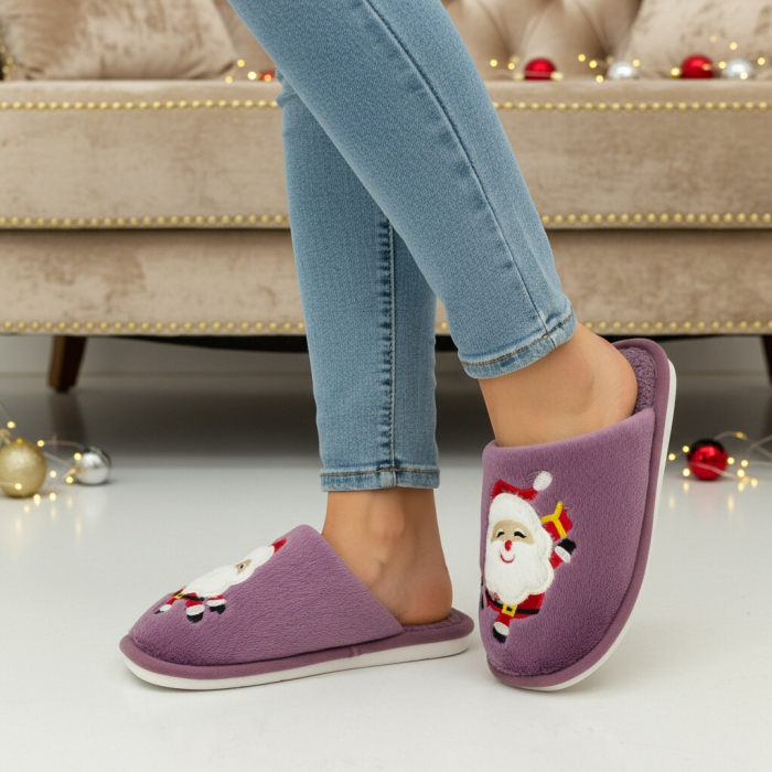 Papuci de casa cu motive Craciun L765mov [4]