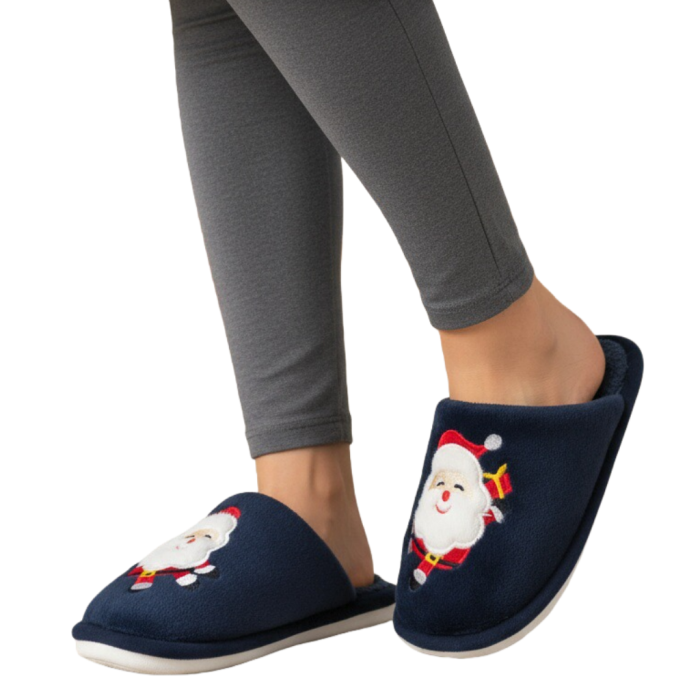 Papuci de casa cu motive Craciun L765bleumarin [13]