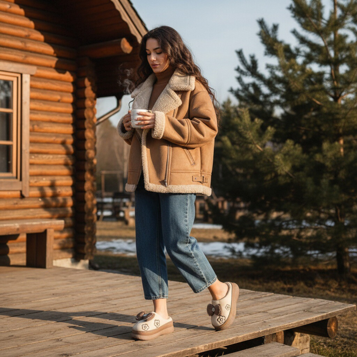 Papuci de casa pufosi L736crem [5]