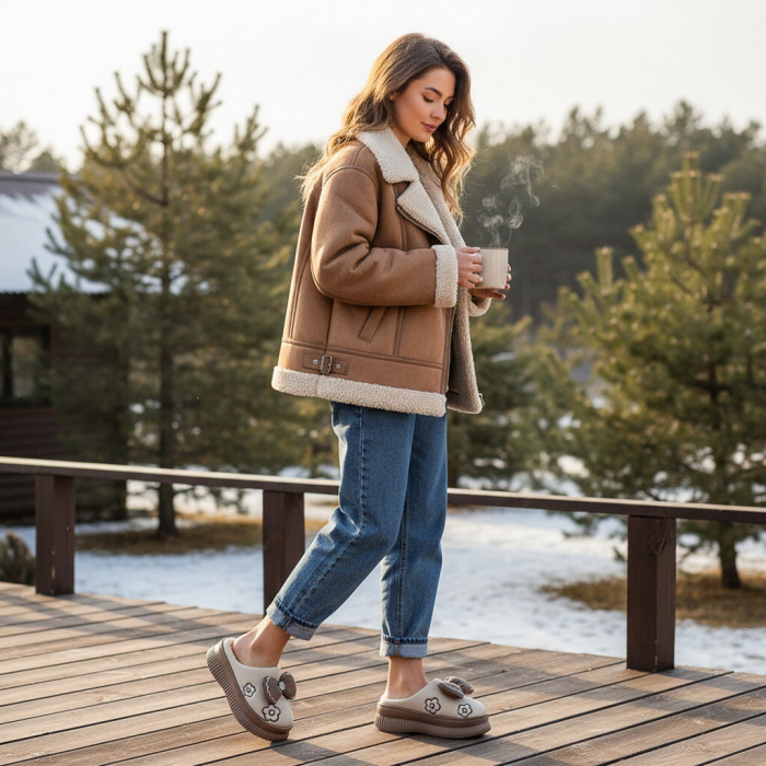 Papuci de casa pufosi L736crem [6]