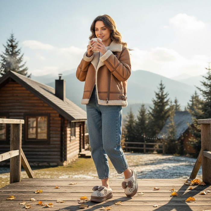 Papuci de casa pufosi L736crem [4]