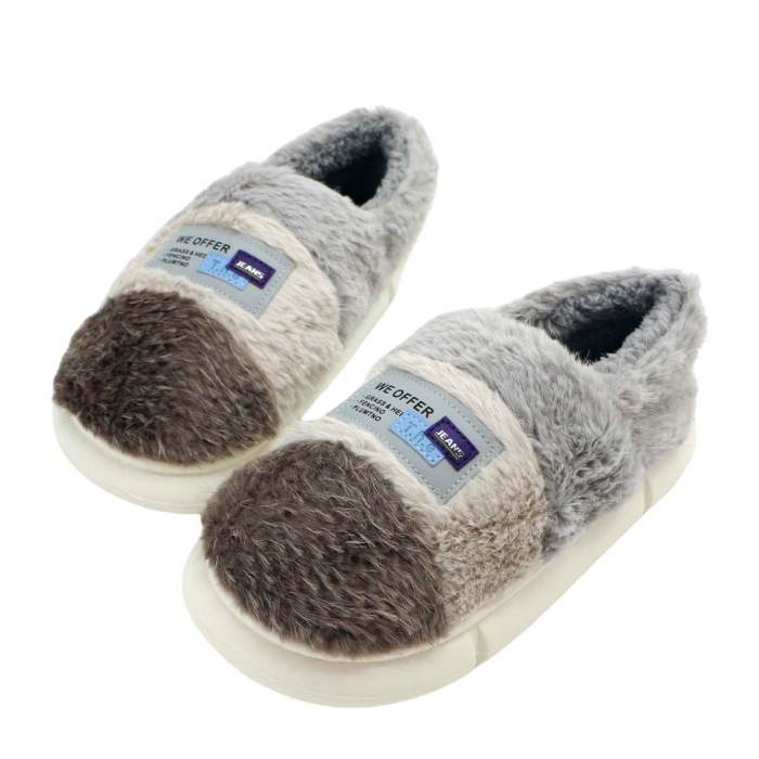 Papuci de casa pufosi 43079B-56gri/maro [6]
