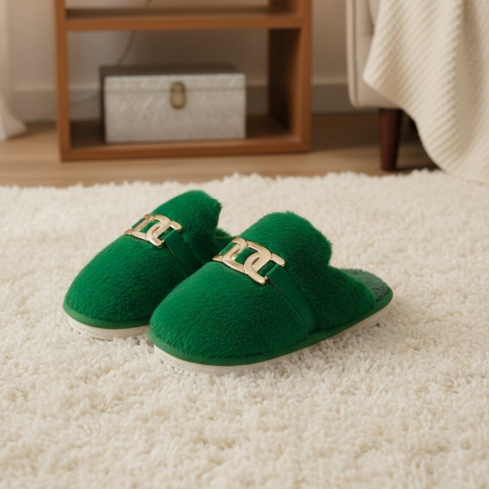 Papuci de casa pufosi A-648verde [8]