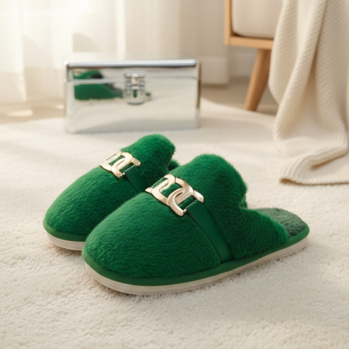 Papuci de casa pufosi A-648verde [7]