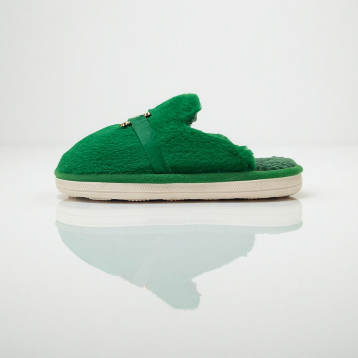 Papuci de casa pufosi A-648verde [3]
