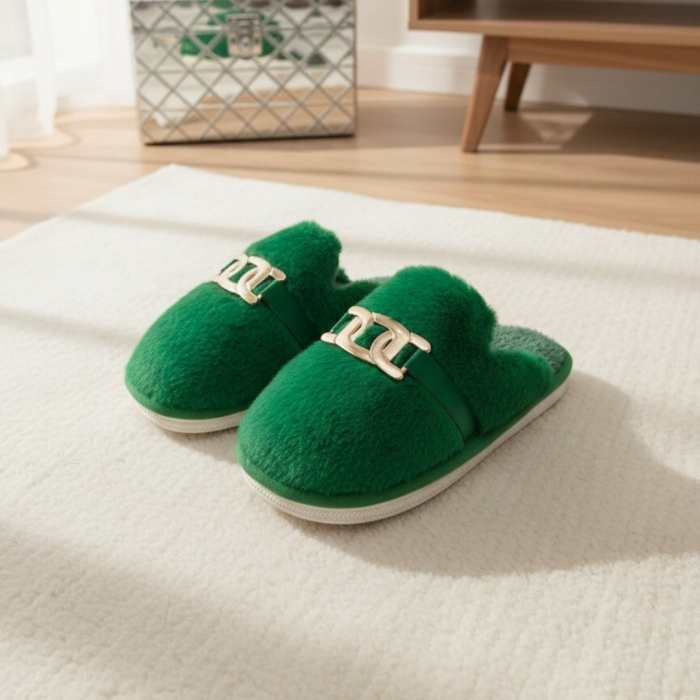 Papuci de casa pufosi A-648verde [9]