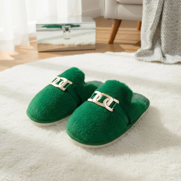 Papuci de casa pufosi A-648verde [6]