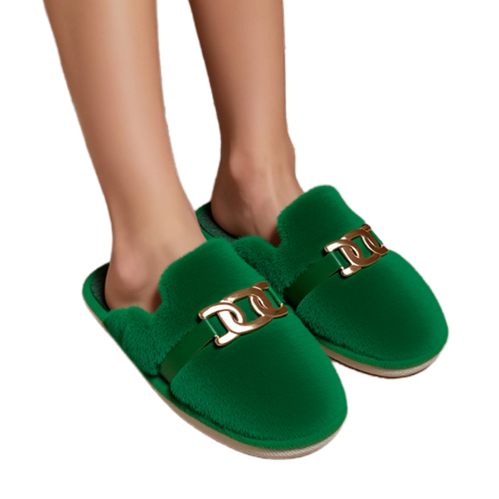 Papuci de casa pufosi A-648verde [2]