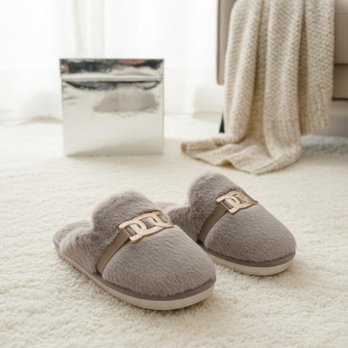 Papuci de casa pufosi A-648maro [8]