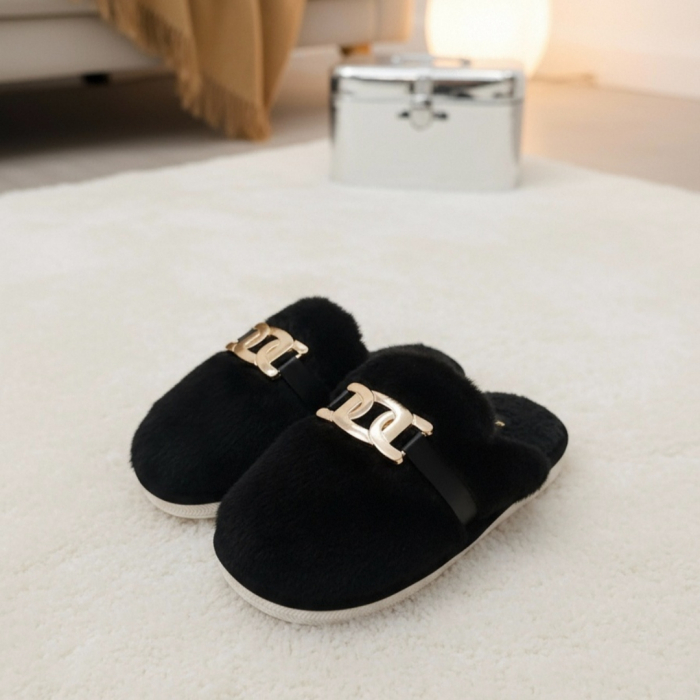 Papuci de casa pufosi A-648negru [6]