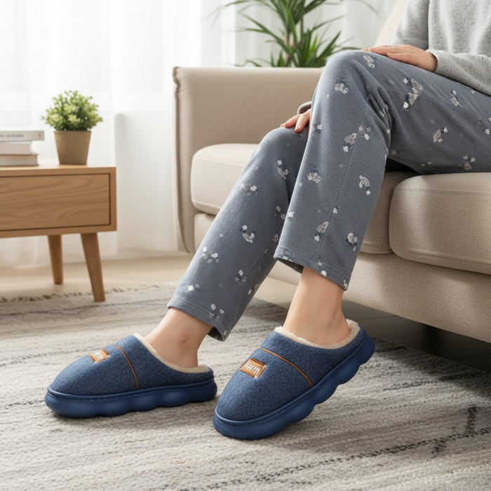 Papuci de casa pufosi A-812bleumarin [1]
