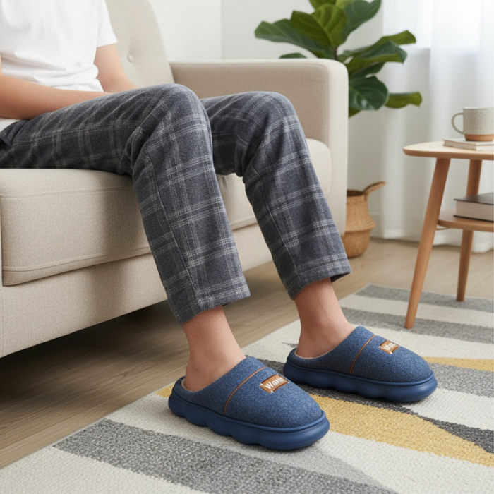 Papuci de casa pufosi A-812bleumarin [9]