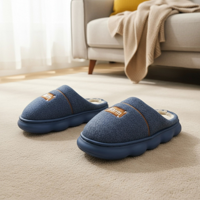 Papuci de casa pufosi A-812bleumarin [4]