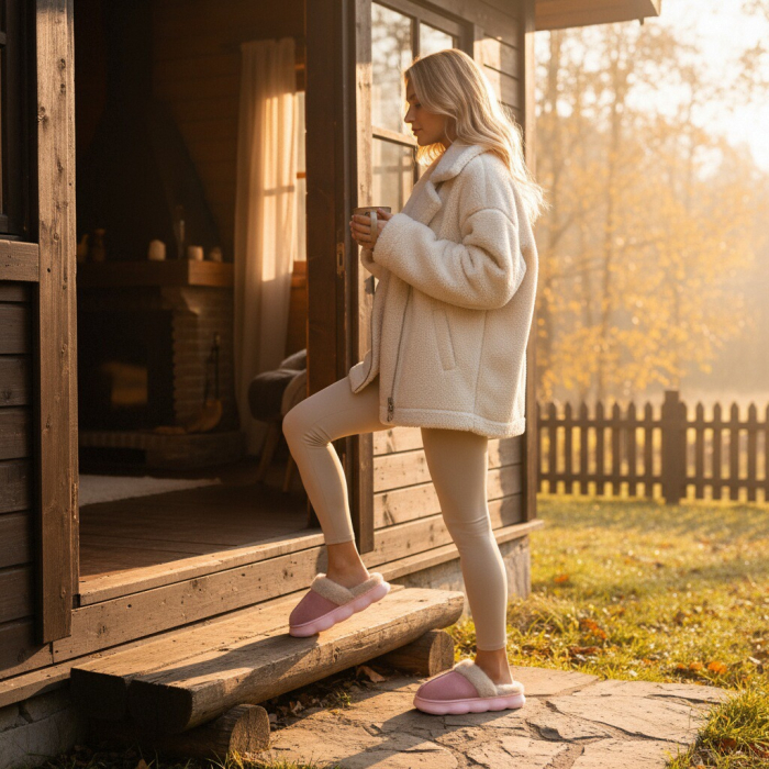 Papuci de casa pufosi A-816roz [9]