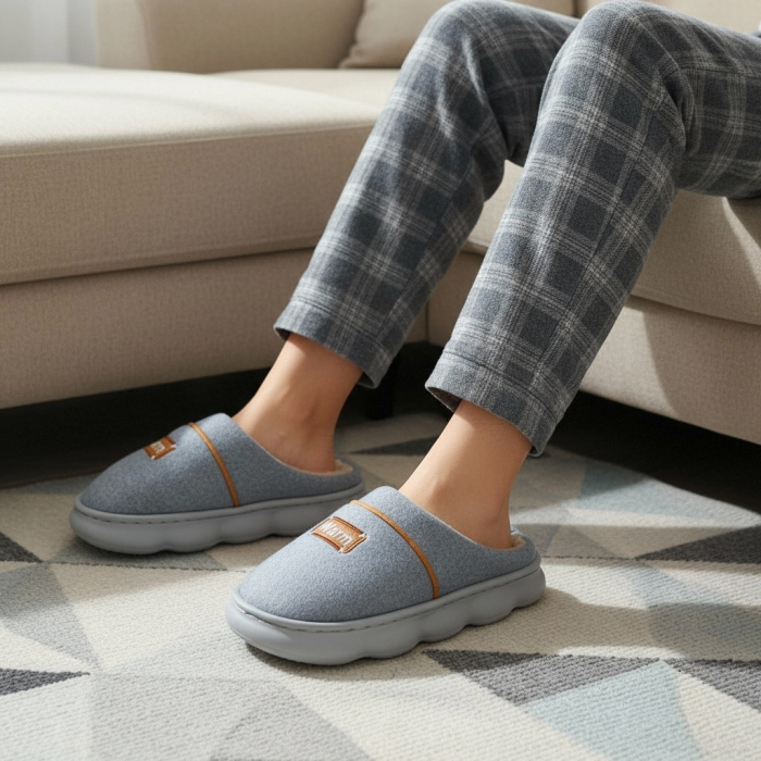 Papuci de casa pufosi A-812gri [12]