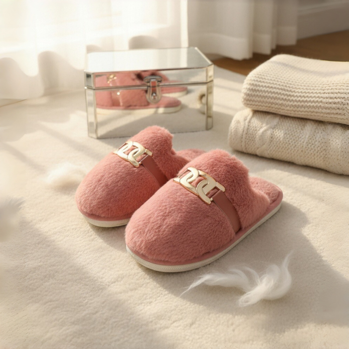 Papuci de casa pufosi A-648roz [9]