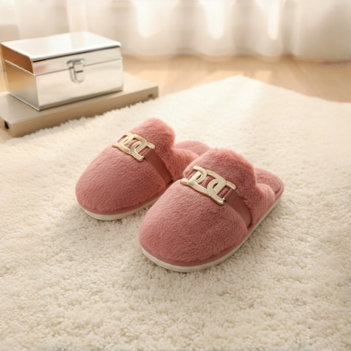 Papuci de casa pufosi A-648roz [7]