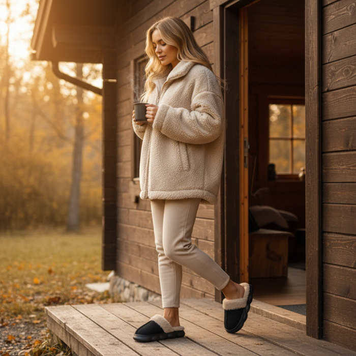 Papuci de casa pufosi A-816negru [7]