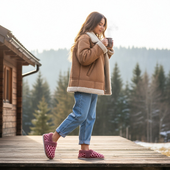 Papuci de casa pufosi L605roz [7]