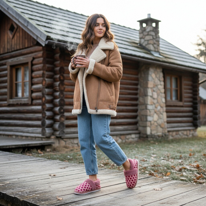 Papuci de casa pufosi L605roz [9]