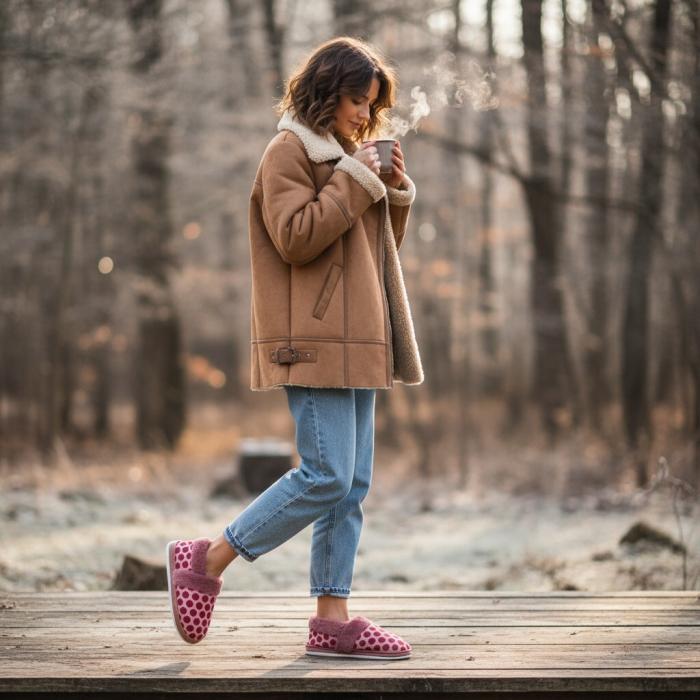 Papuci de casa pufosi L605roz [8]