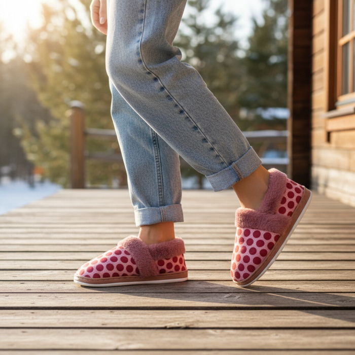 Papuci de casa pufosi L605roz [4]