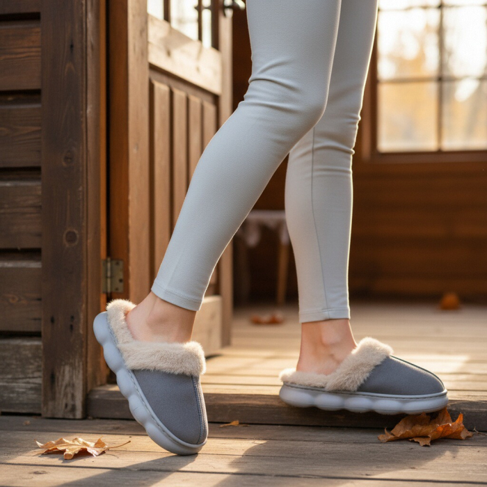 Papuci de casa pufosi A-816gri [1]