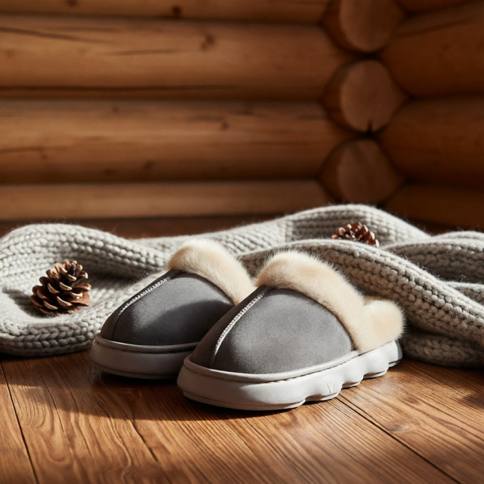 Papuci de casa pufosi A-816gri [9]