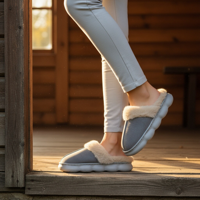 Papuci de casa pufosi A-816gri [5]