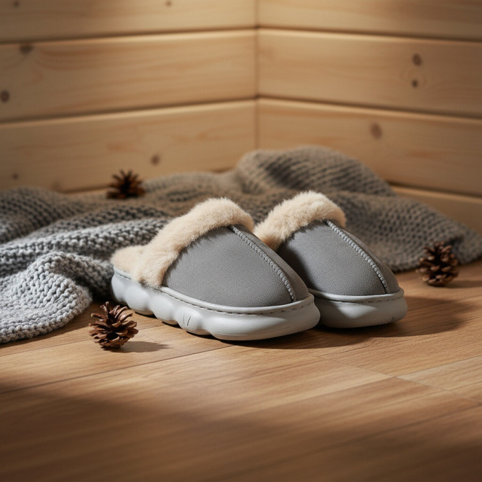 Papuci de casa pufosi A-816gri [11]