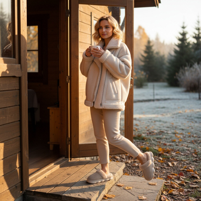 Papuci de casa pufosi A-816bej [8]