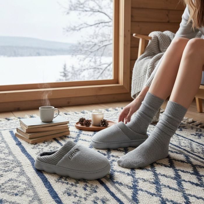 Papuci de casa pufosi A-821gri [9]