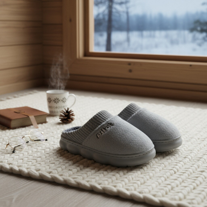 Papuci de casa pufosi A-821gri [5]