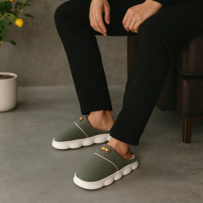 Papuci de casa pufosi A-840verde [1]