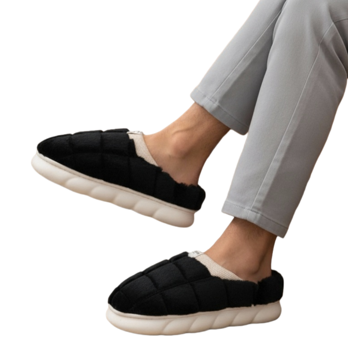 Papuci de casa pufosi D308negru [2]