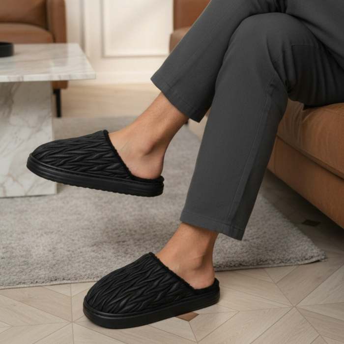 Papuci de casa pufosi D365negru [1]