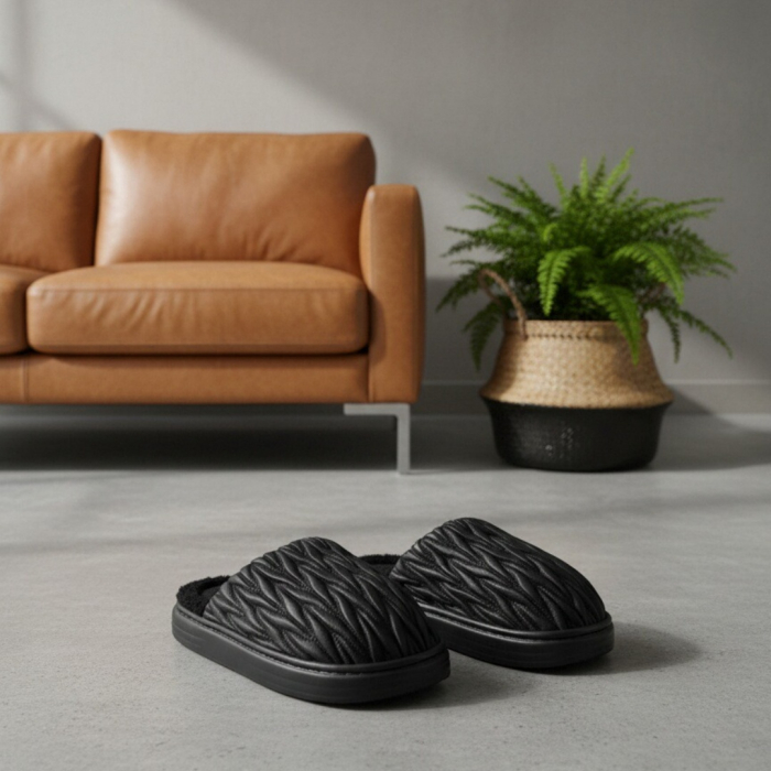 Papuci de casa pufosi D365negru [5]